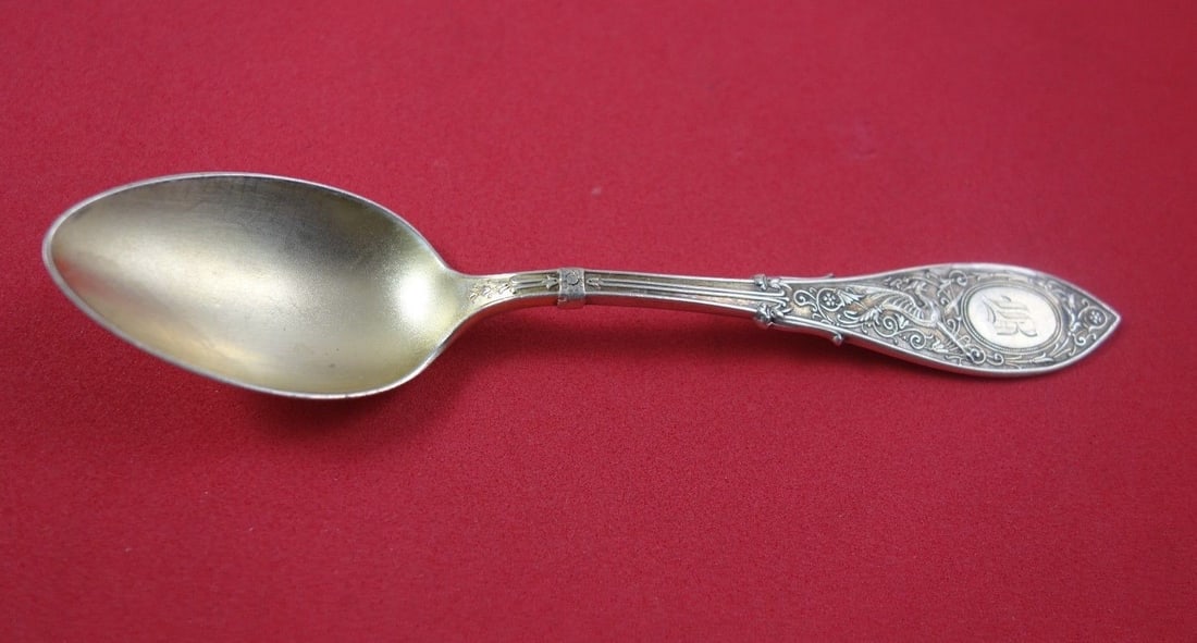 Whiting Arabesque Sterling Silver 4 O'Clock Spoon Gold Washed 4 5/8 (1 of 1)