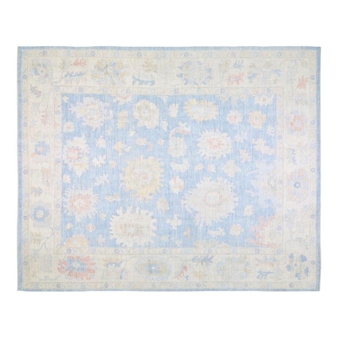 Blue Wool Hand Knotted Anatolian Rug Fine Weave 12'4" x 15'2": Blue Wool Hand Knotted Anatolian Rug Fine Weave 12'4" x 15'2" This vintage Turkish Anatolian rug is hand-knotted from organic wool and features a fine weave with natural colors. The rug showcases a bl