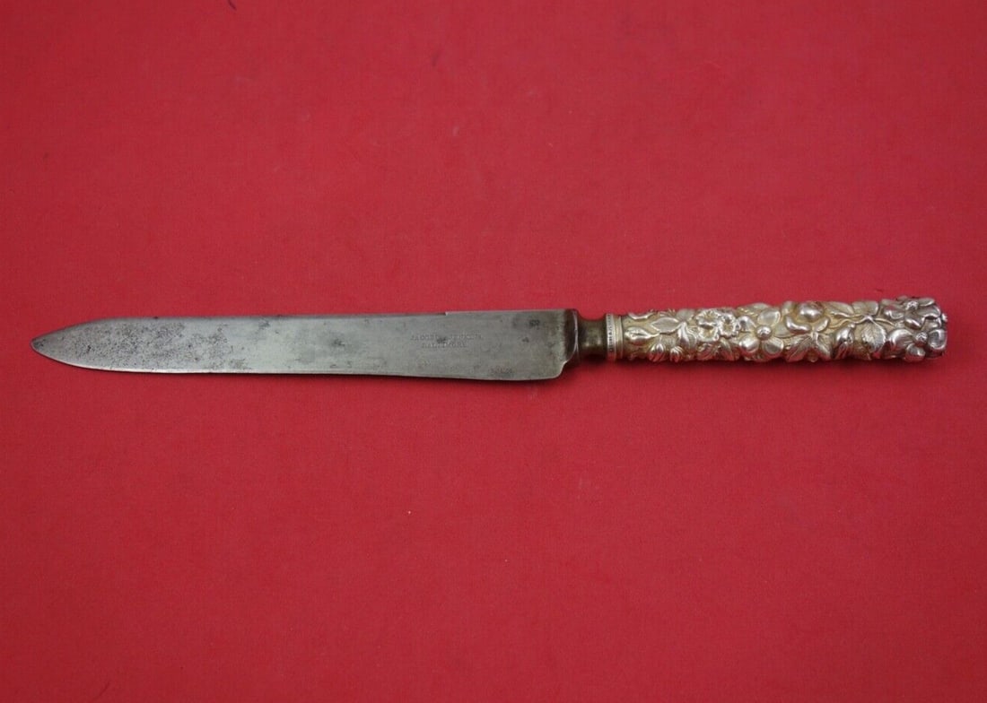Jacobi and Jenkins Repousse Sterling Silver Steak Carving Knife 10 5/8" (1 of 2)