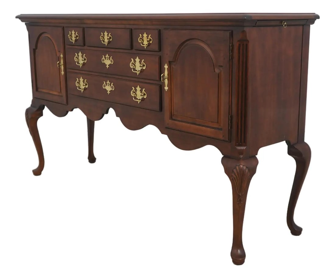 Henredon Cherry Sideboard Credenza Queen Anne Legs Brass Hardware (1 of 10)