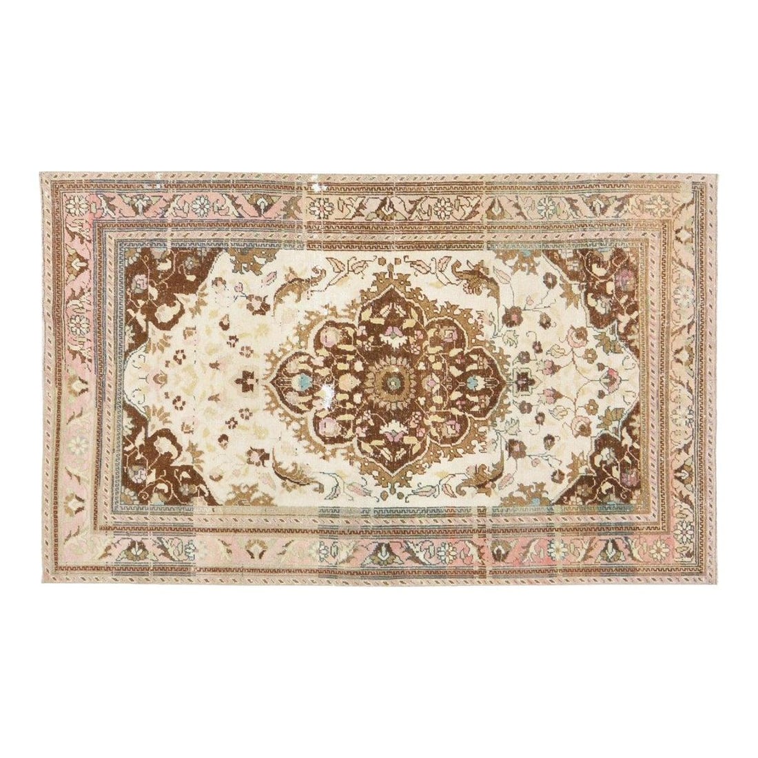 Handmade Wool Anatolian Rug in Cinnamon 4'2 x 6'9 Vintage Turkish Carpet: Handmade Wool Anatolian Rug in Cinnamon 4'2 x 6'9 Vintage Turkish Carpet This vintage Turkish Anatolian rug is hand-knotted from wool using traditional rug-making techniques. The rug features a rich c