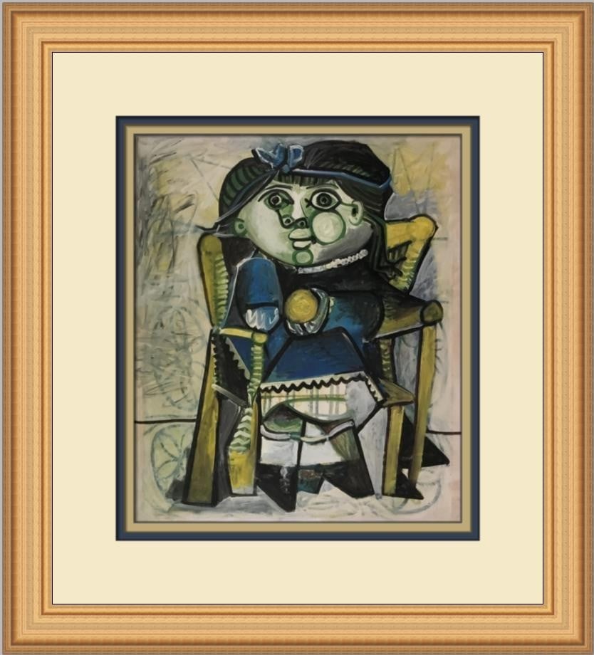 Pablo Picasso Paloma with an Orange Custom Framed Art Print (1 of 2)
