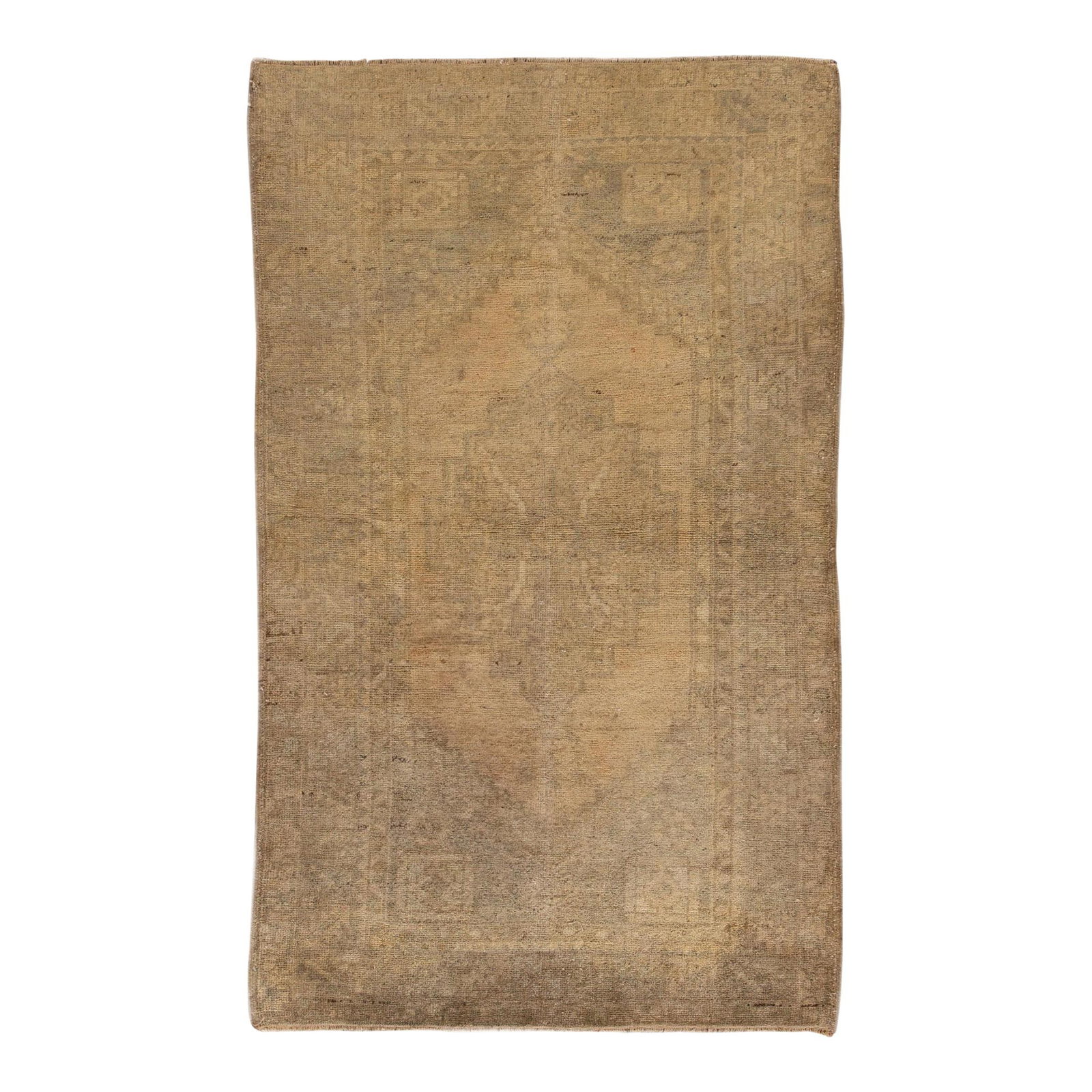Vintage Khotan Hand-Knotted Beige Wool Rug 5'9 x 3'5 Medallion Design: Vintage Khotan Hand-Knotted Beige Wool Rug 5'9 x 3'5 Medallion Design Discover the charm of this vintage Khotan hand-knotted wool rug, featuring a stunning beige field accented by a tan all-over geome