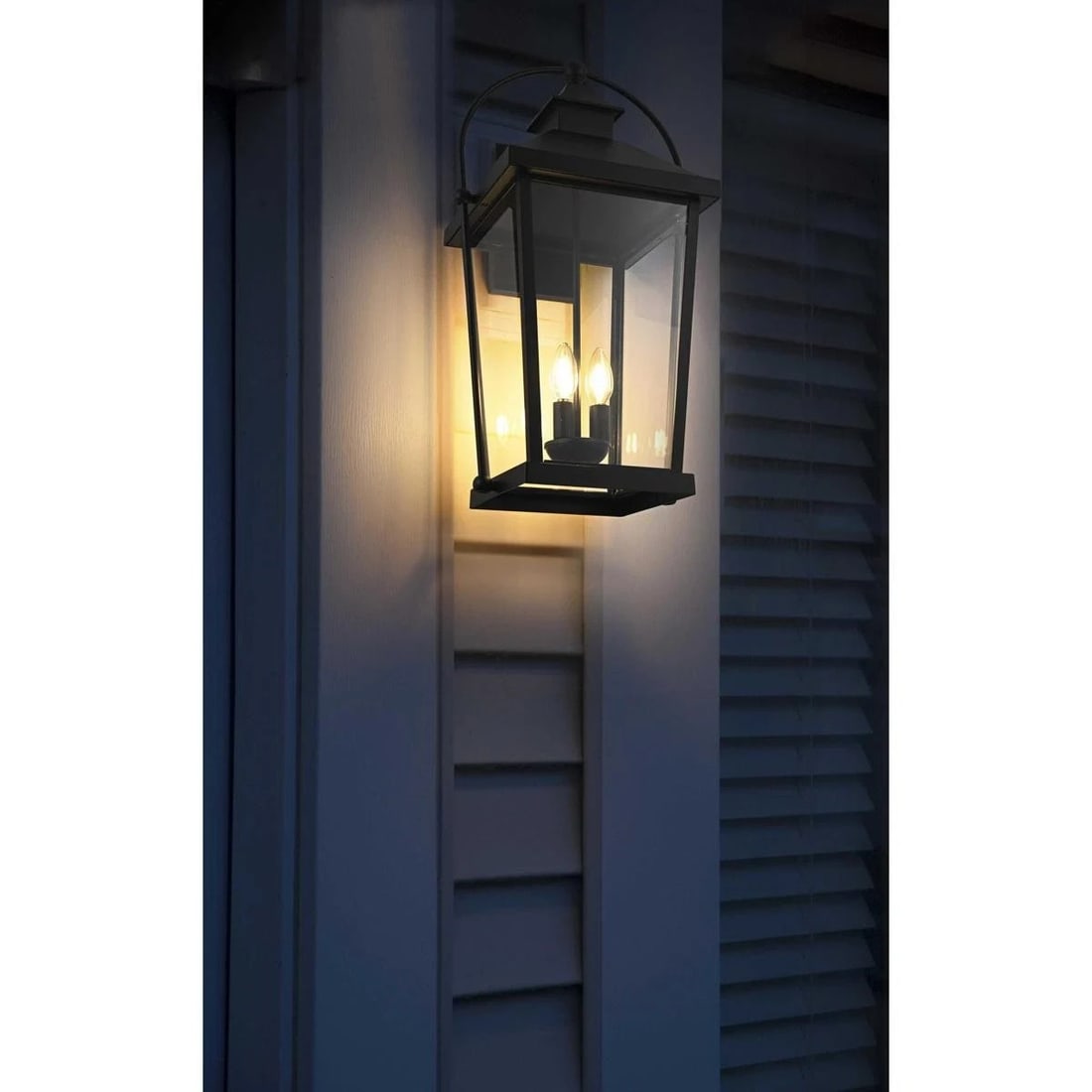 Luz Black Outdoor Wall Lantern 23.94 Inch 3-Light Aluminum Glass (1 of 9)