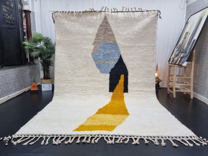 Authentic Handwoven Moroccan Soft Rug 10 x 6.56 Feet: Authentic Handwoven Moroccan Soft Rug 10 x 6.56 Feet Discover the beauty of this stunning, authentic soft rug, handwoven by local Berber women weavers in the Atlas Mountains of Morocco. Crafted with t