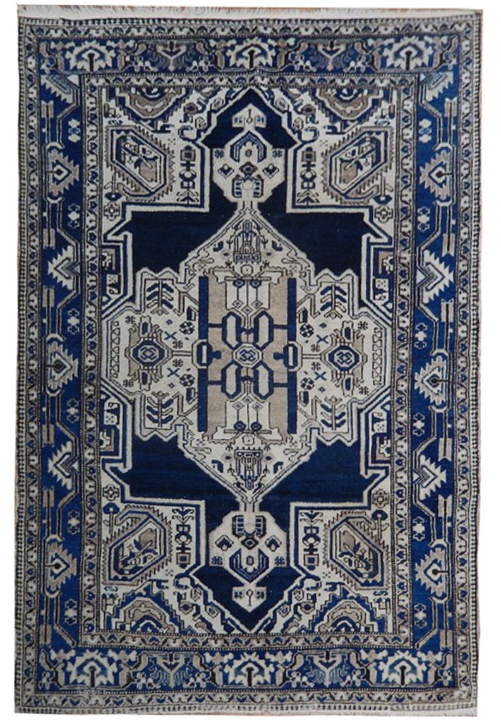 Antique Persian Northwest Rug 4.4 x 6.5 ft Hand-Knotted Wool Blue (1 of 7)