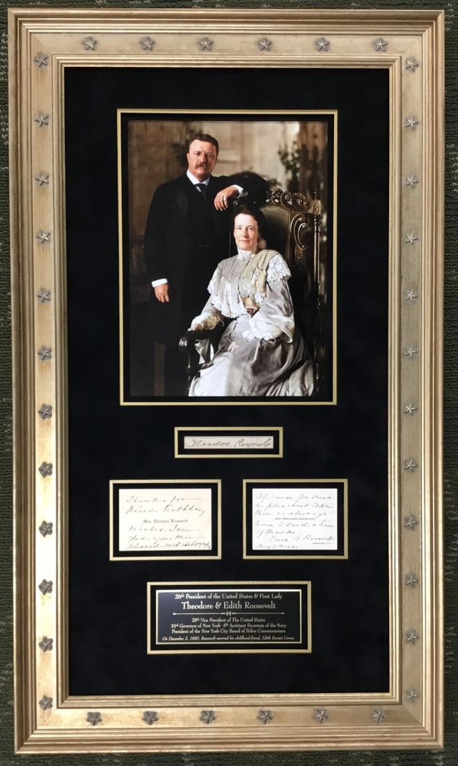 Framed Theodore Roosevelt Cut Signature With JSA LOA and Edith Roosevelt Letters (1 of 8)