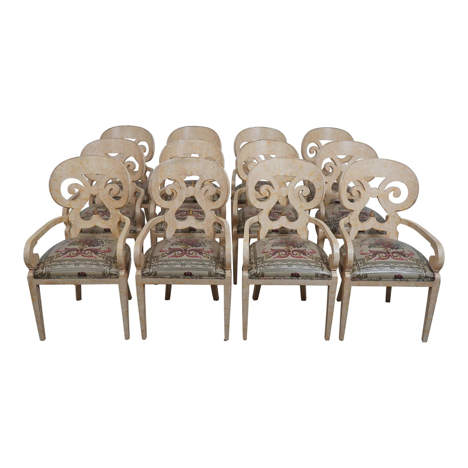 Set of 12 Italian Regency Crackle Painted Armchairs (1 of 10)