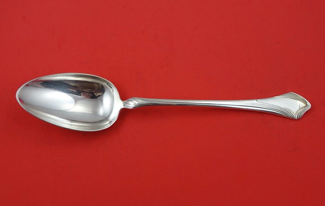 Christofle Moderne Gramont Silverplate Serving Spoon 10 1/8 Inch: Christofle Moderne Gramont Silverplate Serving Spoon 10 1/8 Inch This exquisite serving spoon is crafted in silverplate and features the elegant Moderne Gramont pattern by Christofle. Measuring 10 1/8