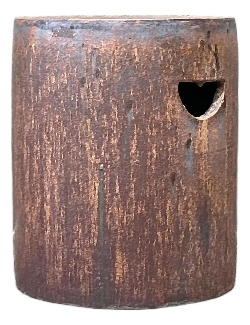 Ceramic Drum Garden Stool With Rust Brown Matte Glaze Finish (1 of 8)