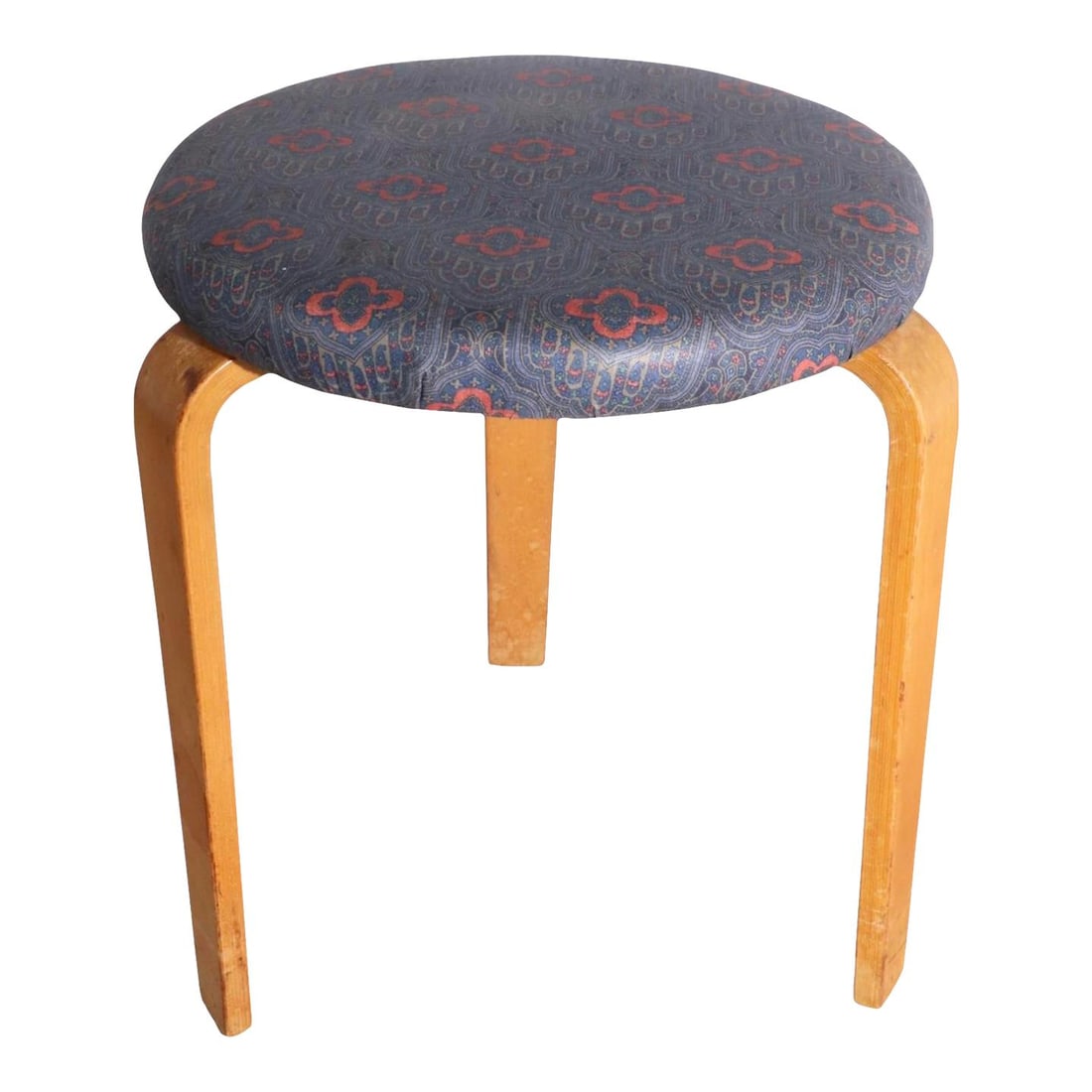 Vintage Alvar Aalto Model 60 Stool with Purple Upholstered Top (1 of 10)
