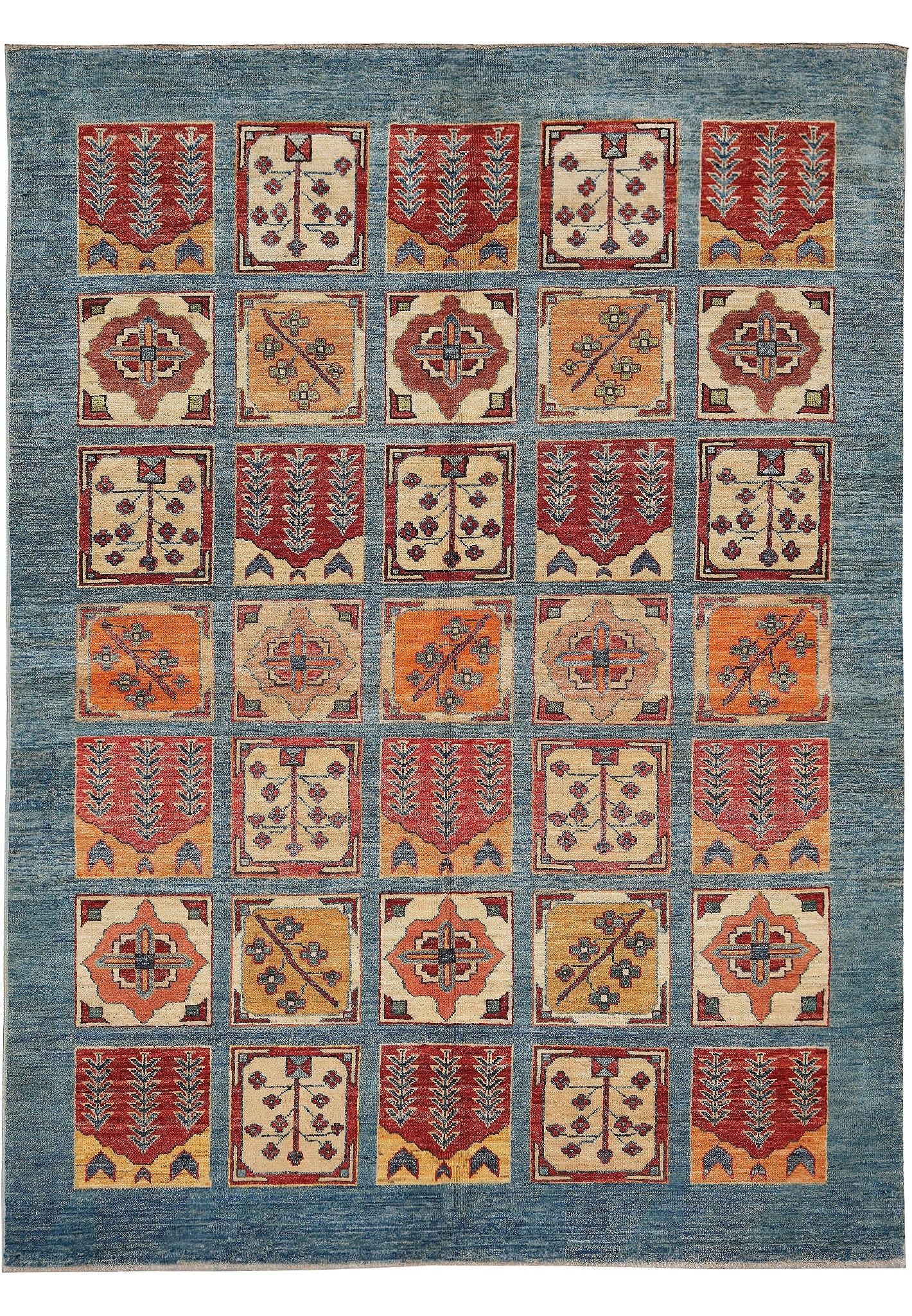 5.8 x 7.5 Handmade Tribal Bakhtiar Garden Chobi Rug Ghazni Wool: 5.8 x 7.5 Handmade Tribal Bakhtiar Garden Chobi Rug Ghazni Wool Free continental US Shipping Handmade Tribal Bakhtiar Garden Chobi Rug in a 5.8 x 7.5 size, featuring a Kheshti-style lattice design wit