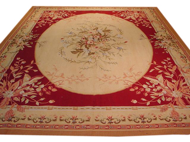 Elegant 8' x 10' Ivory Handmade Aubusson Wool Rug: Elegant 8' x 10' Ivory Handmade Aubusson Wool Rug Free continental US Shipping Transform your living space with this exquisite 8' x 10' Ivory Handmade Aubusson Flat Wool Weave Rug. This timeless piece
