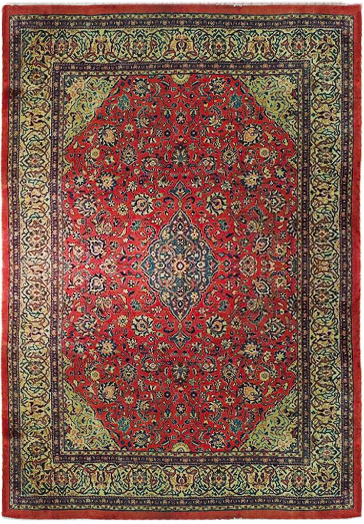Handcrafted 9.6 x 13.5 Pearl Pink Persian Kashan Rug: Handcrafted 9.6 x 13.5 Pearl Pink Persian Kashan Rug Free continental US Shipping Discover the beauty of a handcrafted masterpiece with this Pearl Pink Semi-Antique Persian Kashan Rug. Measuring 9' 6"