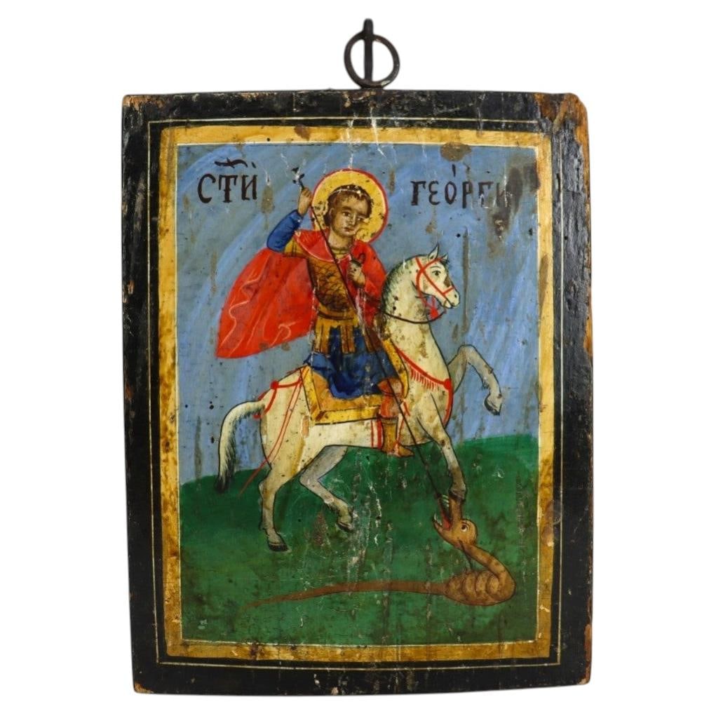 Saint George Dragon Slayer Eastern Orthodox Icon on Wood (1 of 8)