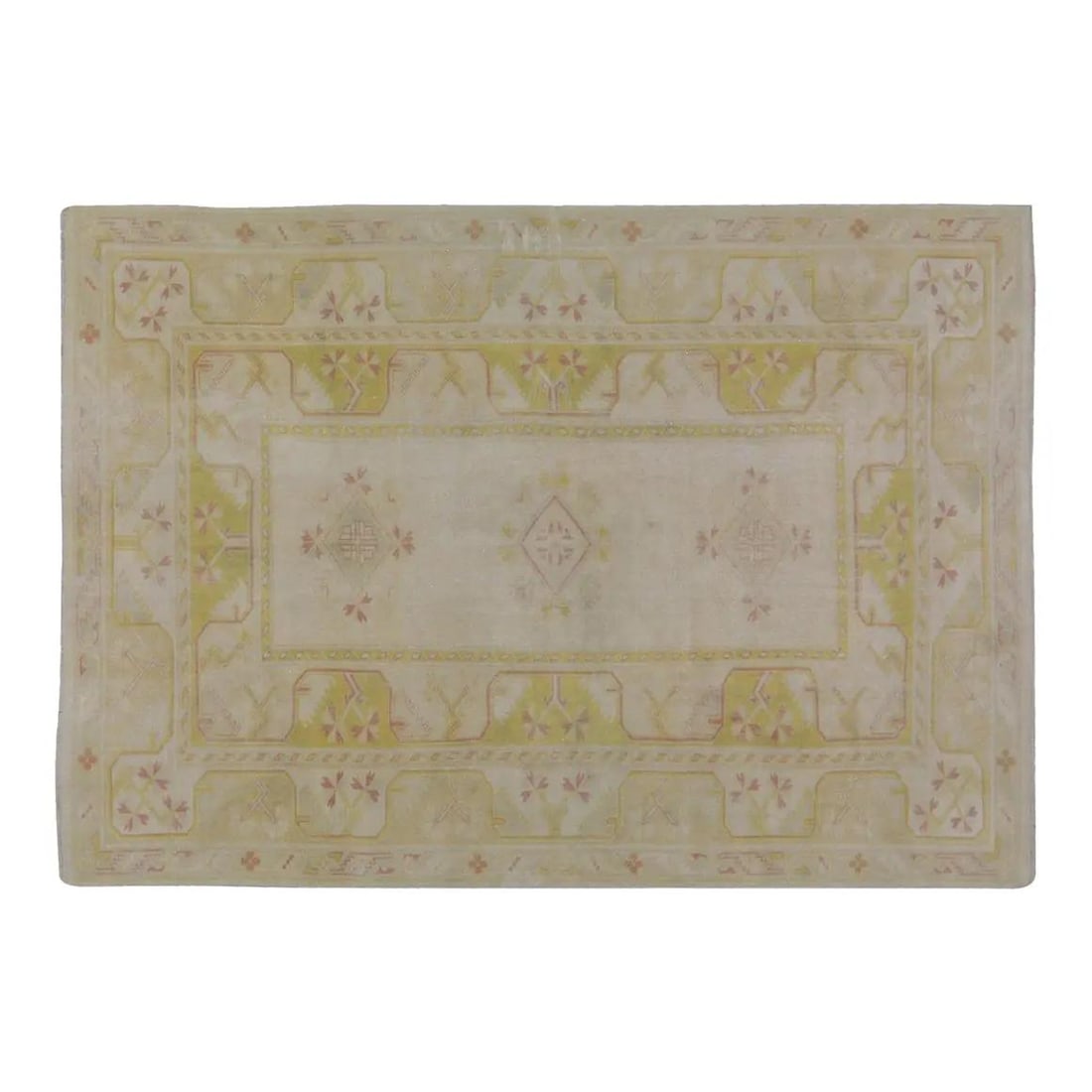 Handmade Wool Anatolian Area Rug in Tan 6'5'' x 9'1'': Handmade Wool Anatolian Area Rug in Tan 6'5'' x 9'1'' This vintage Turkish Anatolian rug is hand-knotted from wool using traditional techniques, showcasing a blend of classic artistry and modern desig