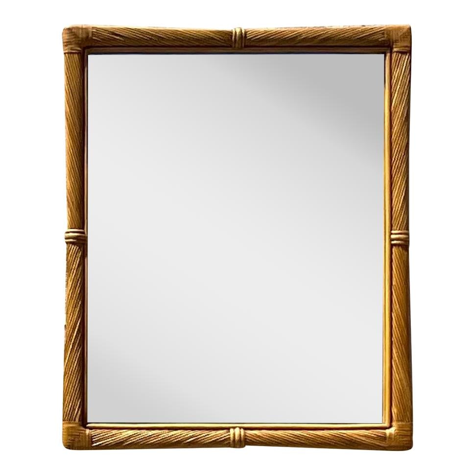 Vintage Coastal Twisted Pencil Reed Mirror 36.5x44 Khaki (1 of 5)