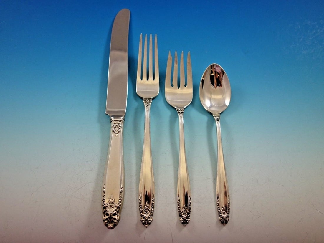 Prelude International Sterling Silver Flatware Set 24 Pieces with Storage Caddy: Prelude International Sterling Silver Flatware Set 24 Pieces with Storage Caddy Elevate your dining experience with the Prelude by International Sterling Silver Flatware Set, featuring 24 exquisite pi