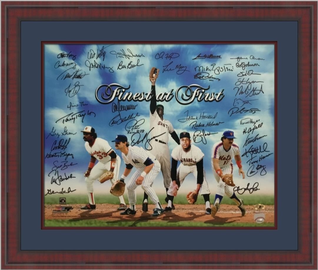 Signed 42 Player MLB First Basemen Photo Custom Frame MAB Authenticated: Signed 42 Player MLB First Basemen Photo Custom Frame MAB Authenticated This stunning custom-framed photograph captures the essence of baseball's greatest first basemen, featuring the signatures of 42