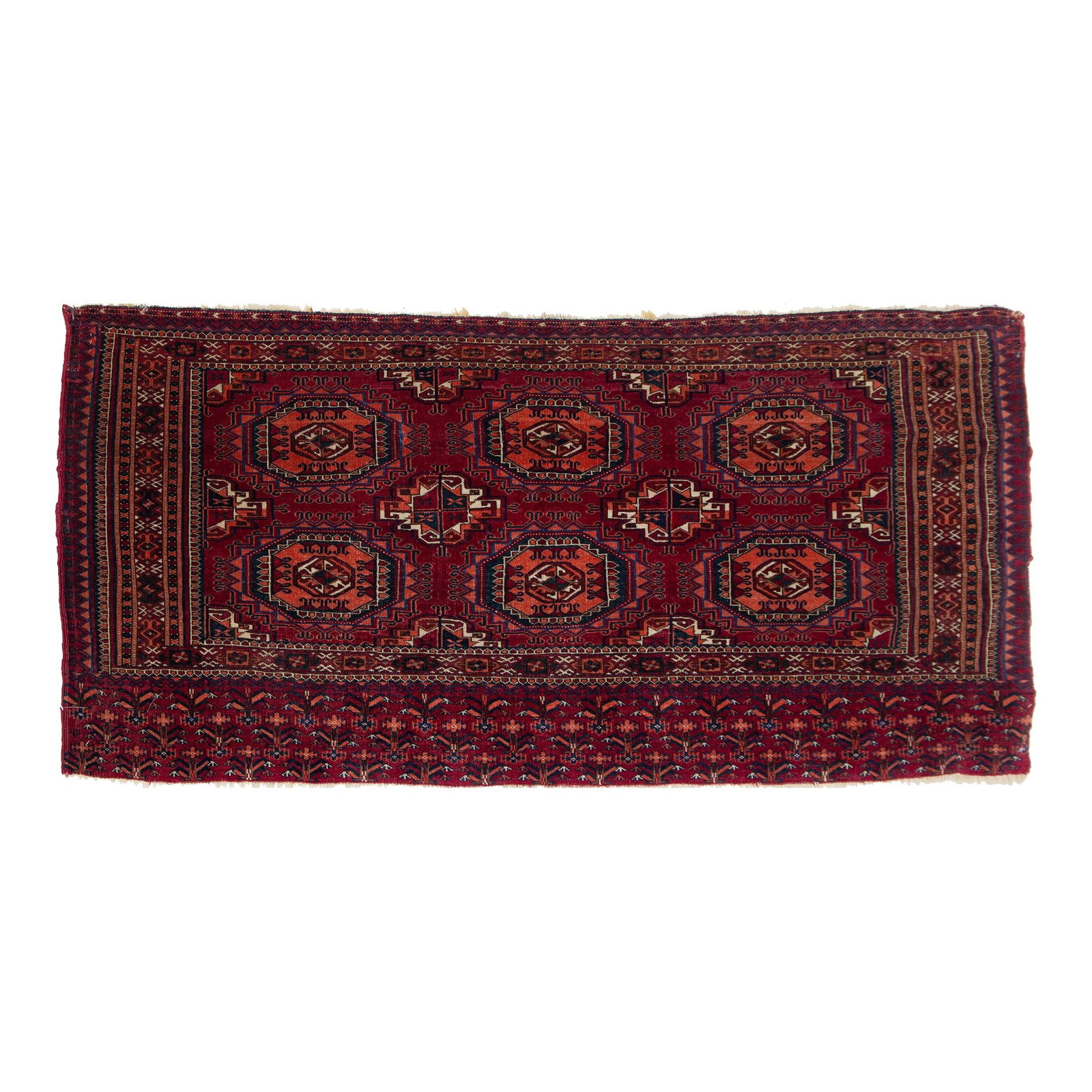 Vintage Red Persian Turkmen Wool Rug Geometric Pattern 2'6 x 5'1 (1 of 8)