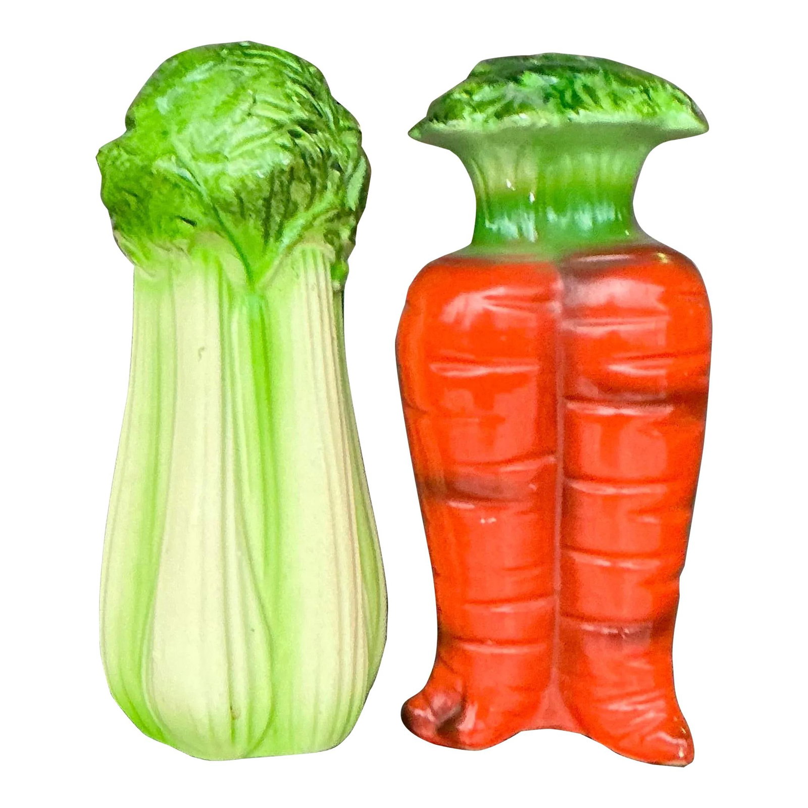 Vintage Boho Hand-Painted Carrots Celery Salt Pepper Shaker Set (1 of 5)