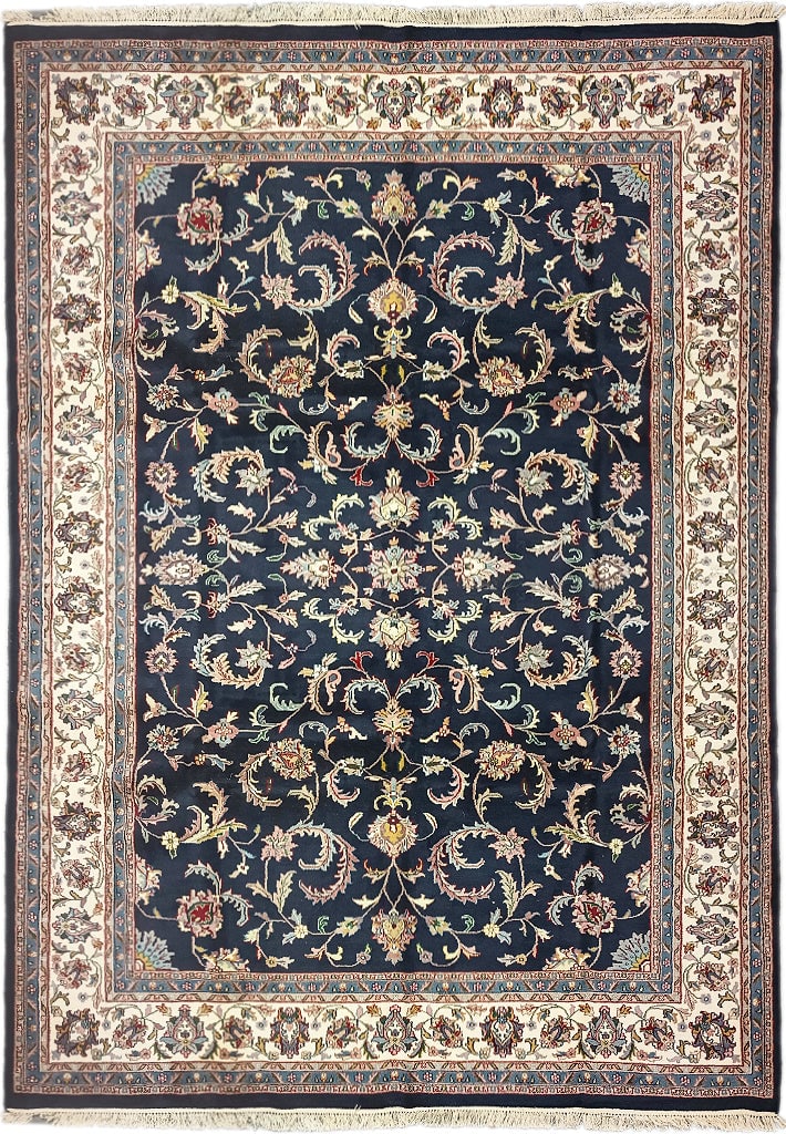Handmade Jaipur Rug 9.10 x 14.2 Dark Blue Wool Area Rug: Handmade Jaipur Rug 9.10 x 14.2 Dark Blue Wool Area Rug Free continental US Shipping Enhance your living space with the elegance of this handmade Jaipur rug. Measuring 9.10 x 14.2 ft (118 x 170 in), t