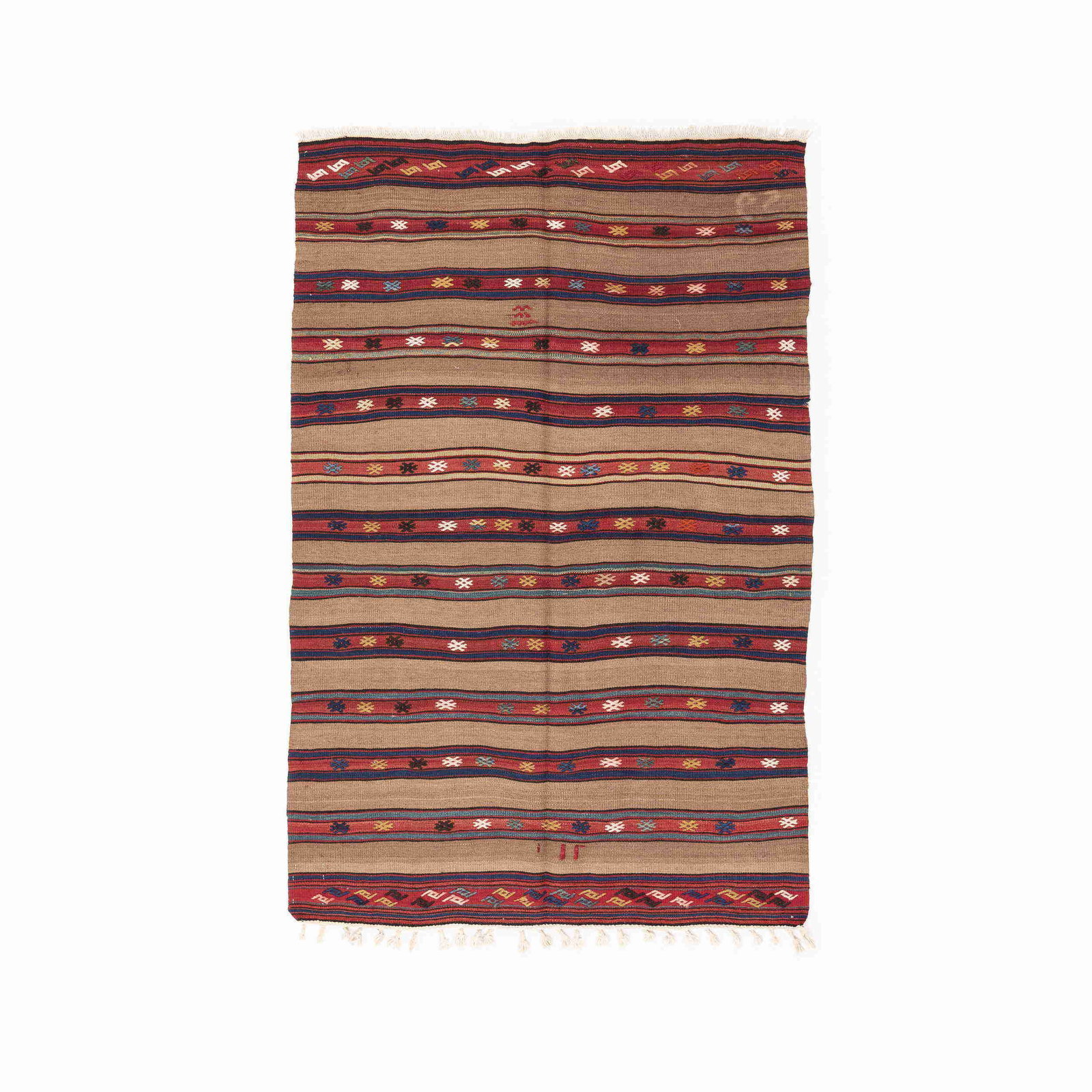Handmade Anadol Wool Kilim Rug 50.4 x 76.8 Inches: Handmade Anadol Wool Kilim Rug 50.4 x 76.8 Inches Experience the unique craftsmanship of this authentic handmade Anadol kilim, expertly woven from high-quality wool on wool. This flat-woven textile co