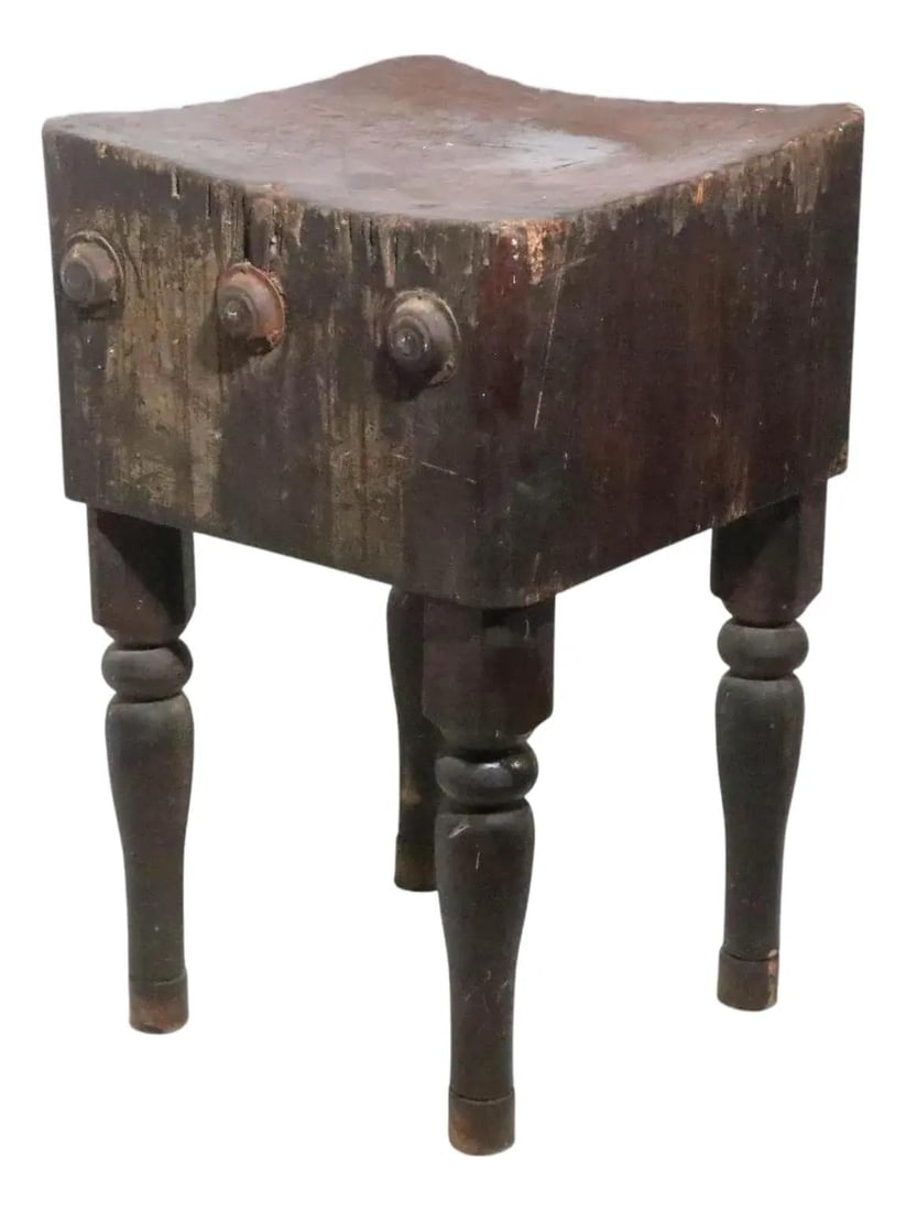 19th Century Rustic Farmhouse Butcher Block Table (1 of 10)