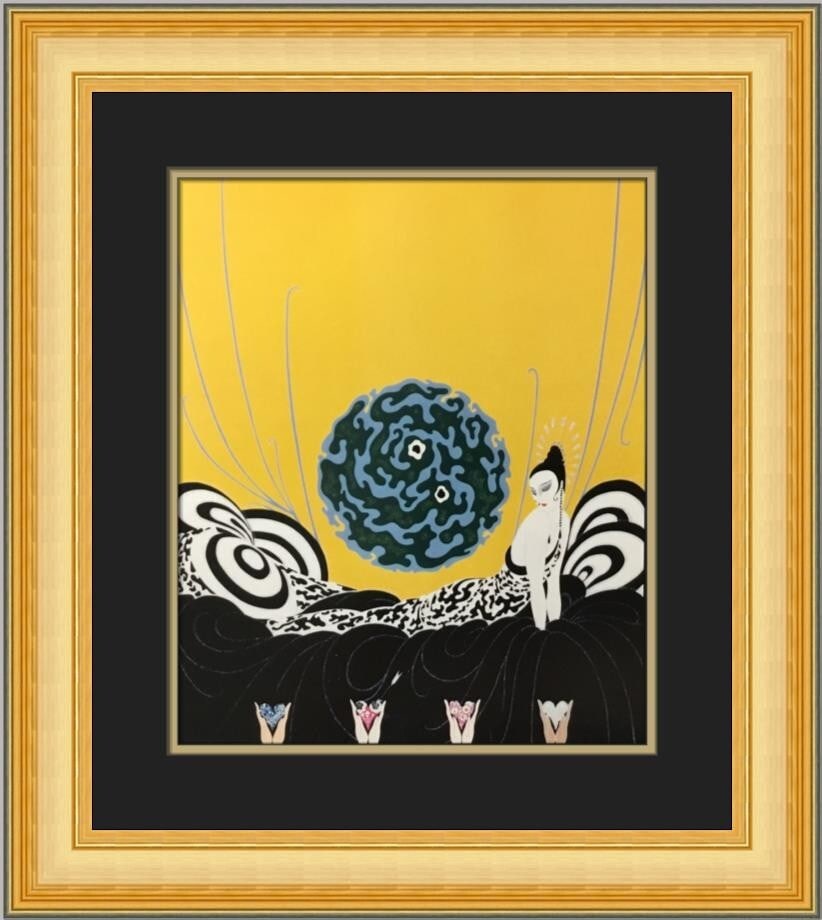 Erte Selection of the Heart framed offset lithograph reproduction 17 x 17: Erte Selection of the Heart framed offset lithograph reproduction 17 x 17 A professionally custom framed reproduction of Erte's Selection of the Heart, presented as a matted and framed offset lithogra