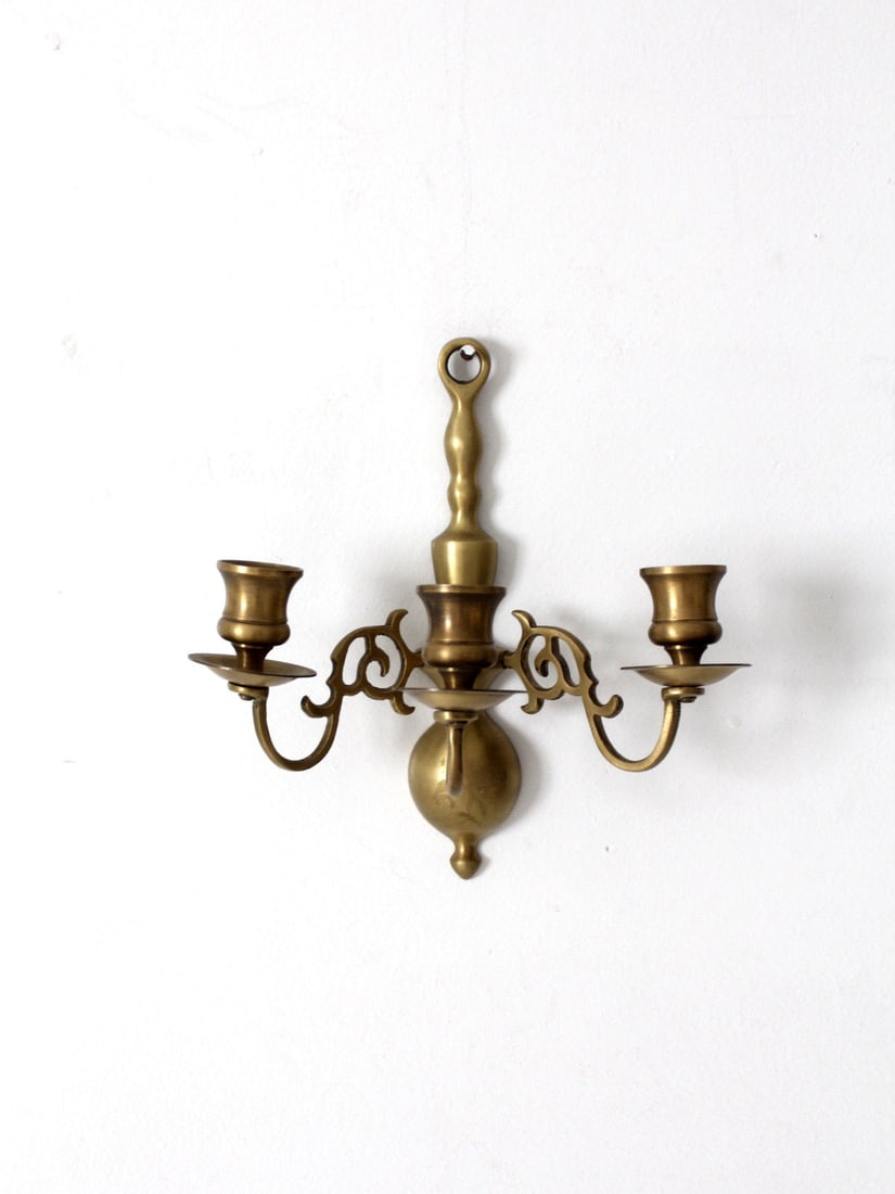 1960s Brass Wall Sconce with 3 Candle Arms (1 of 11)