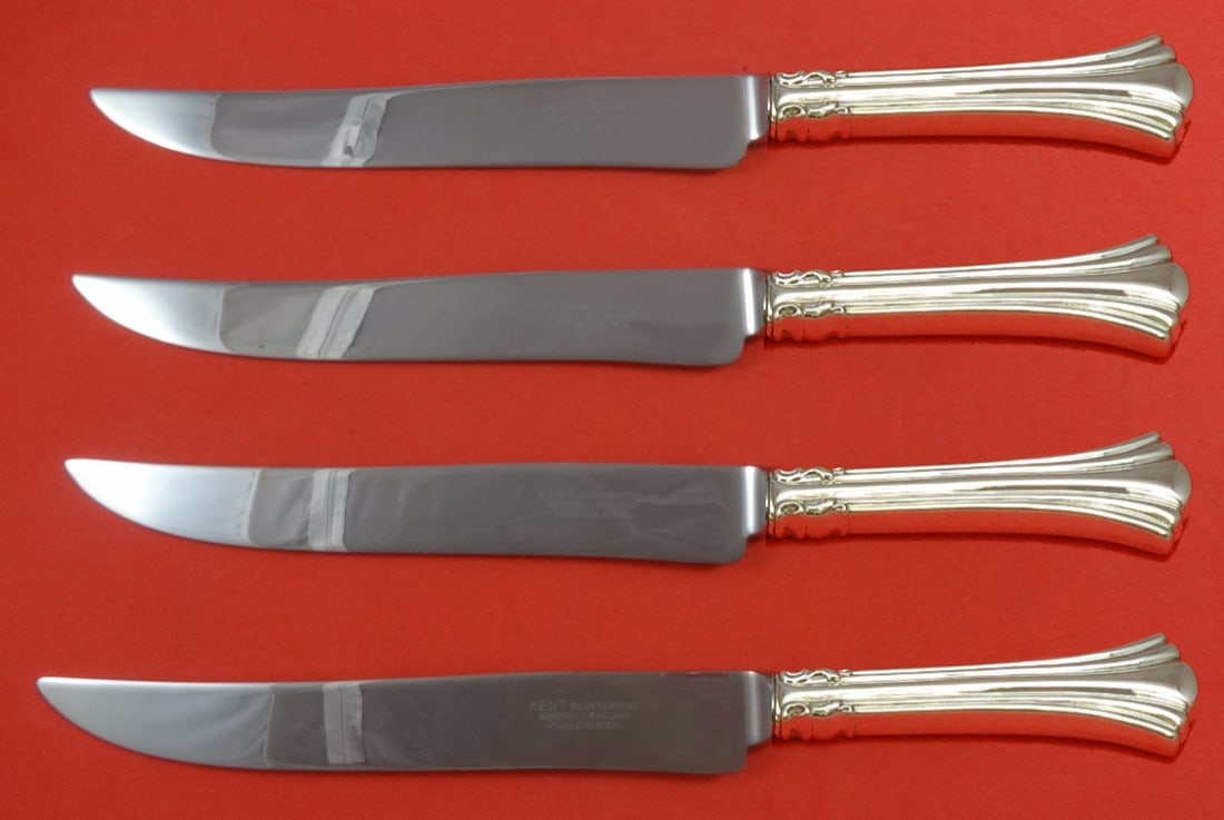 Reed & Barton Eighteenth Century Sterling Silver Steak Knife Set 4-Piece Texas Size: Reed & Barton Eighteenth Century Sterling Silver Steak Knife Set 4-Piece Texas Size This impressive 4-piece steak knife set from Reed & Barton features the elegant Eighteenth Century pattern, crafted 