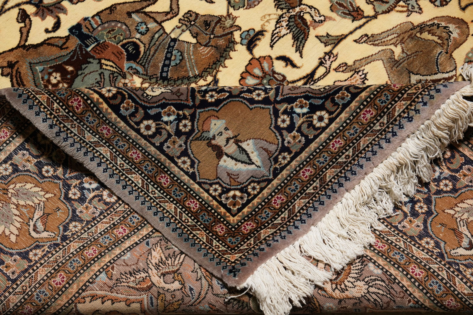 6.8 x 9.7 Authentic Persian Tabriz Hunting Rug 400 KPSI Iran - 10