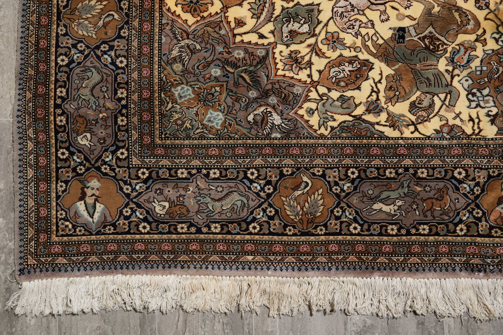 6.8 x 9.7 Authentic Persian Tabriz Hunting Rug 400 KPSI Iran - 12