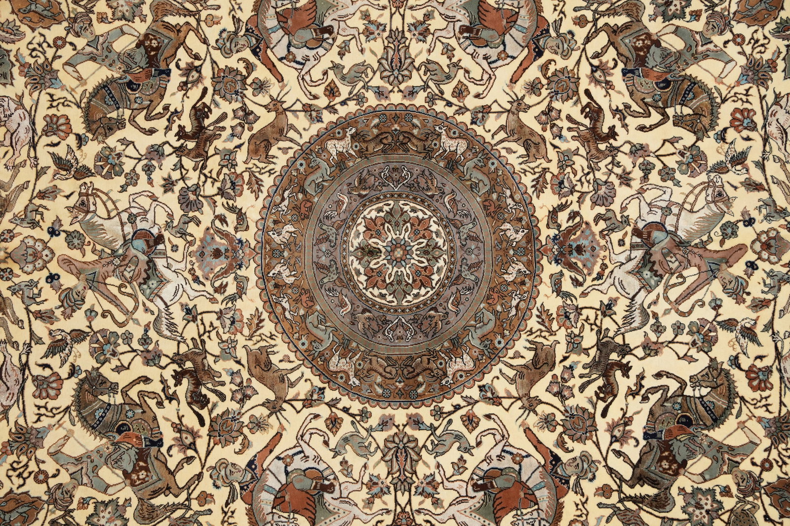 6.8 x 9.7 Authentic Persian Tabriz Hunting Rug 400 KPSI Iran - 4