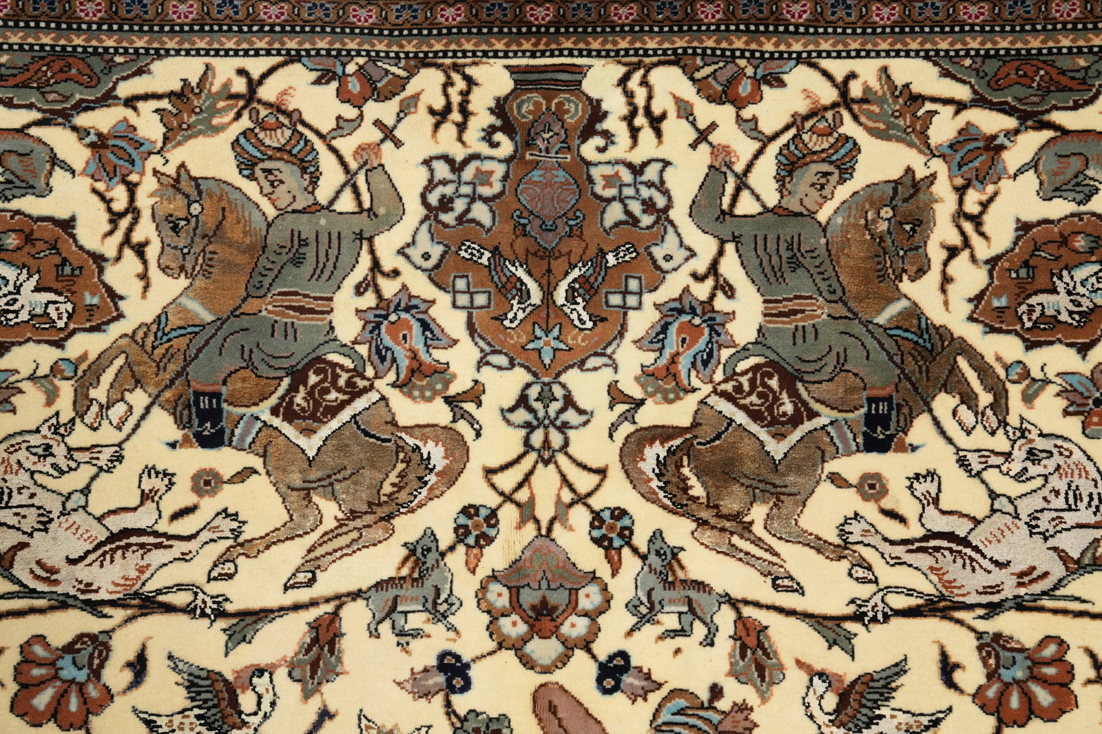 6.8 x 9.7 Authentic Persian Tabriz Hunting Rug 400 KPSI Iran - 6