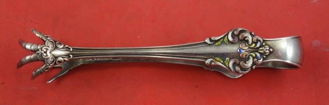 Reed and Barton Elegante Sterling Silver Sugar Tong with Enamel 4.5 inches (1 of 2)
