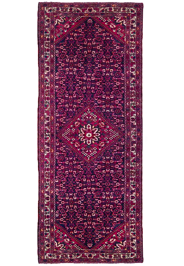 3'10 x 11 Red Semi-Antique Persian Herati Handmade Runner Rug: 3'10 x 11 Red Semi-Antique Persian Herati Handmade Runner Rug Free continental US Shipping Introduce timeless elegance to your home with this 3' 10" x 11' Red Semi-Antique Persian Herati Runner Rug. H