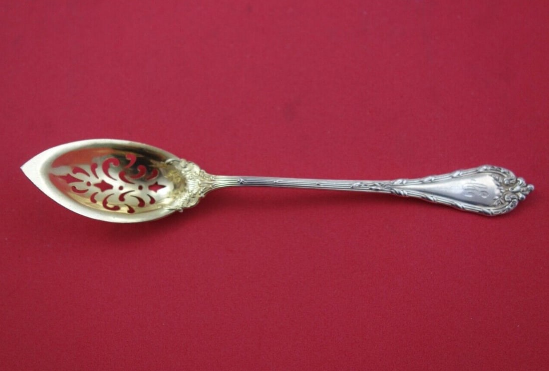 Durgin Madame Royale Sterling Silver Olive Spoon 6.25" Gold Washed (1 of 2)