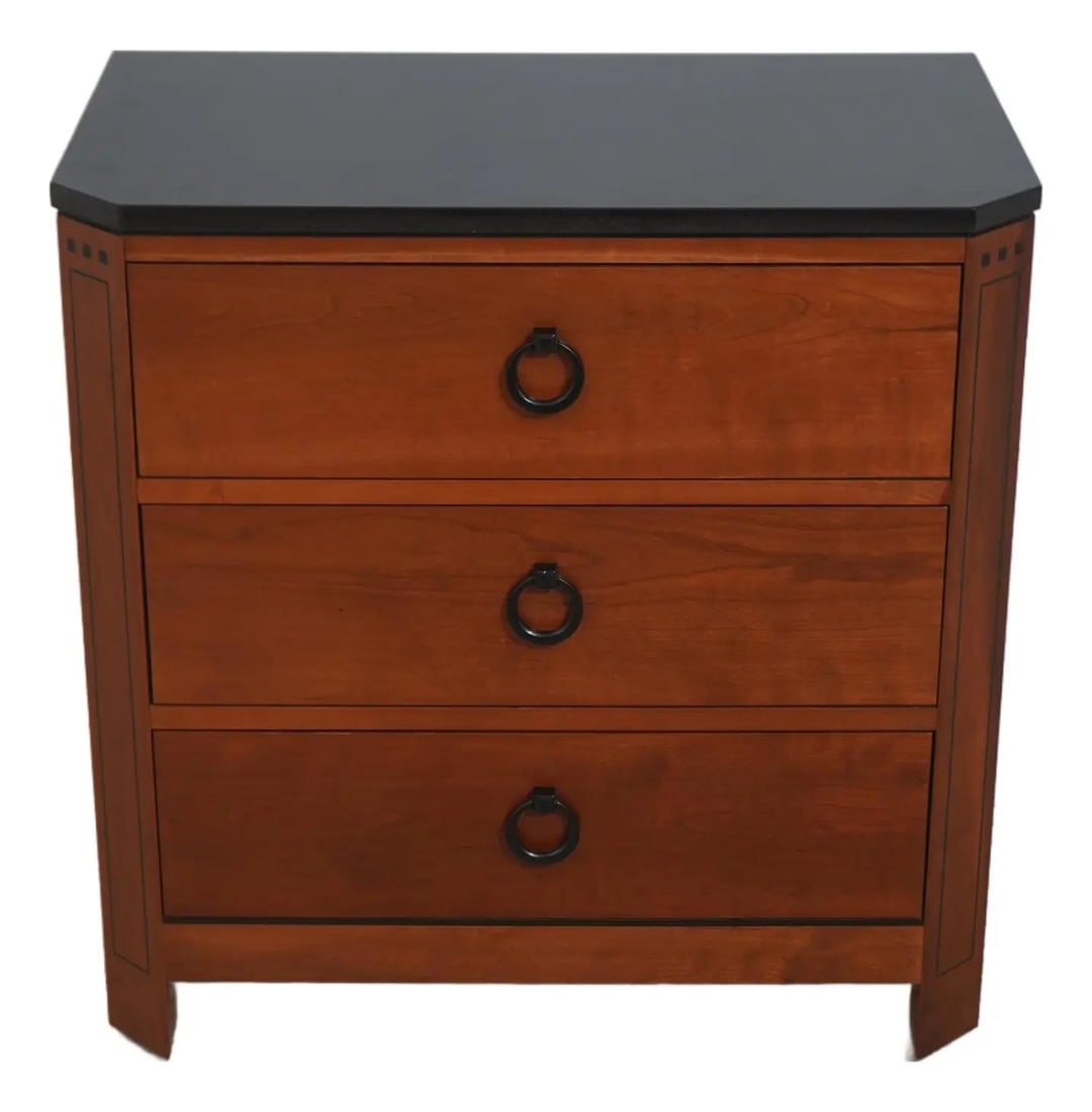 Cherry Wood Nightstand from 21st Century Collection with Black Granite Top (1 of 10)