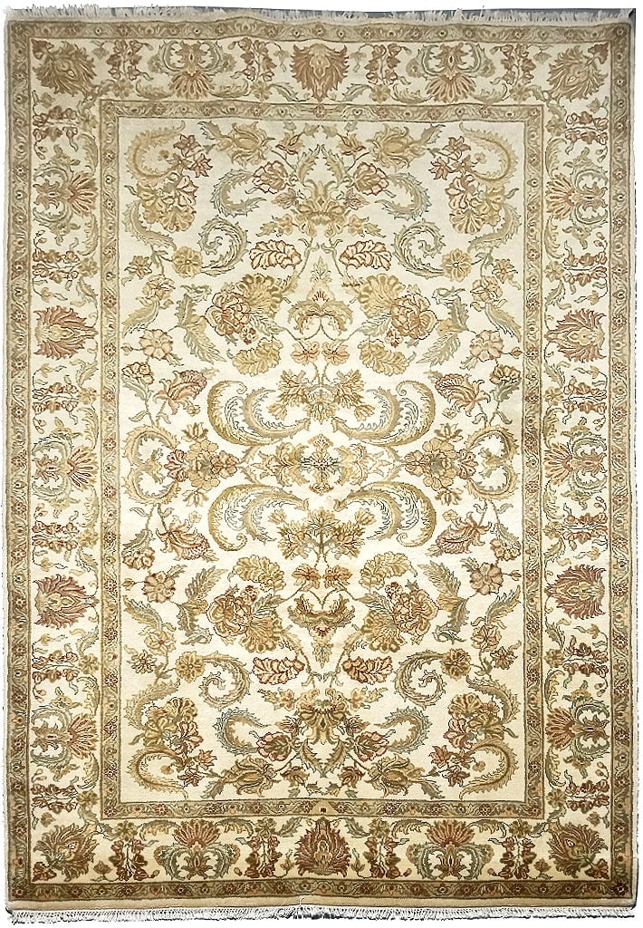 6' x 9' Handmade Jaipour Rug in Dense Lustrous Wool: 6' x 9' Handmade Jaipour Rug in Dense Lustrous Wool Free continental US Shipping Enhance your living space with this exquisite 6' x 9' handmade Jaipour rug, crafted from dense, lustrous wool. Its vibr