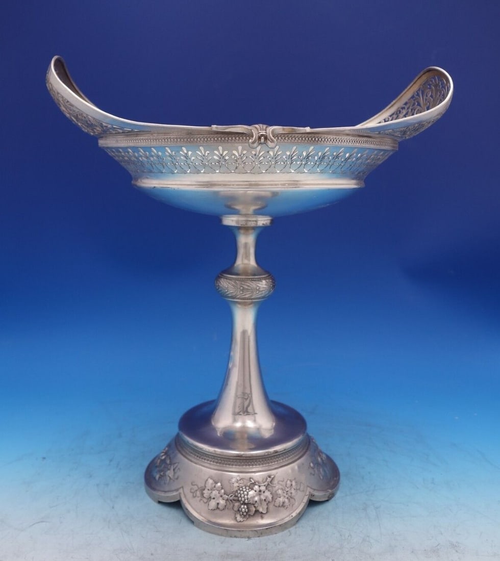 Gorham 1871 sterling silver centerpiece bowl with pierced fruit floral base (1 of 12)