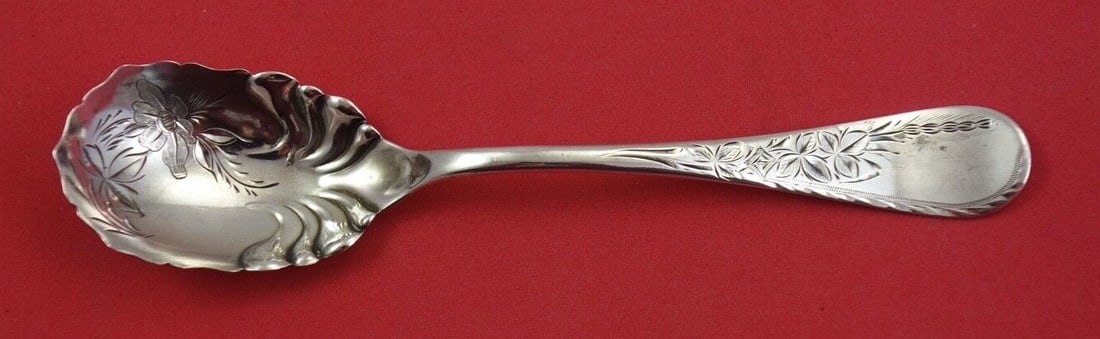 Towle Wheat Sterling Silver Sugar Spoon Fluted Bright-Cut 6 Inch (1 of 2)
