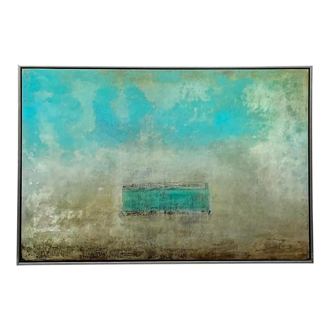 Scott Upton Vintage Abstract Canvas Art 74x49.75 Aqua Boho Style (1 of 10)