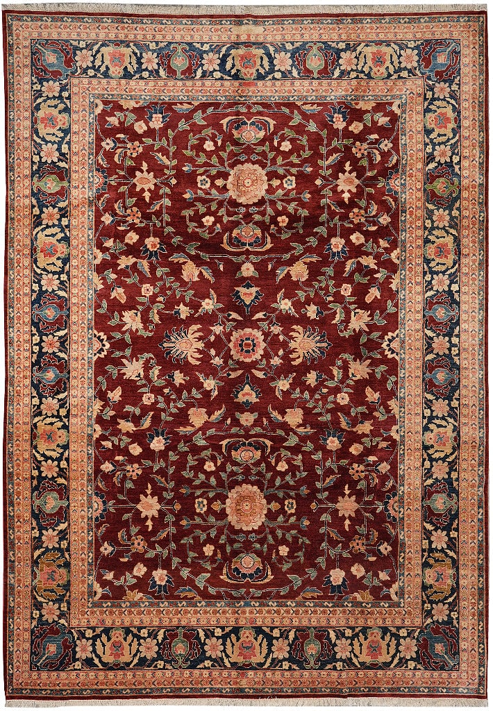 10 x 13 Hand Knotted Organic Wool Zigler Chobi Peshawar Rug: 10 x 13 Hand Knotted Organic Wool Zigler Chobi Peshawar Rug Free continental US Shipping Hand-knotted 10 x 13 rug in a Zigler Chobi Peshawar design, made from natural organic wool. It features elegant