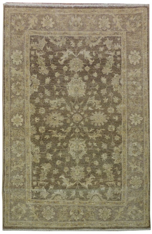 3.10 x 5.9 Brown Chobi Pattern Hand-Knotted Area Rug from Peshawar: 3.10 x 5.9 Brown Chobi Pattern Hand-Knotted Area Rug from Peshawar Free continental US Shipping Elevate your living space with this exquisite 3' 10" x 5' 9" Brown Chobi Pattern Hand-Knotted Peshawar R