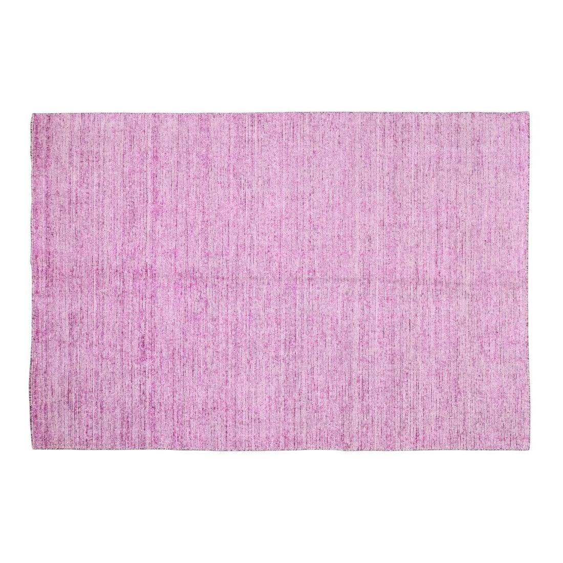 Pink Wool and Bamboo Handloom Rug 9'x12' Contemporary Indian Design: Pink Wool and Bamboo Handloom Rug 9'x12' Contemporary Indian Design This modern Indian handloom rug is crafted using traditional hand-knotted techniques, combining wool and bamboo for durability and a