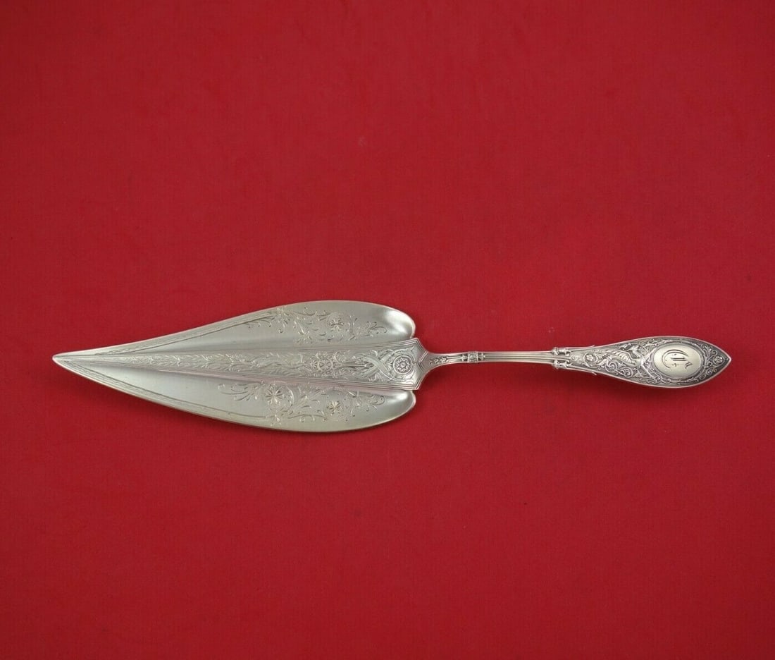 Whiting Arabesque Sterling Silver Aspic Server 10 5/8 inch Embossed Design: Whiting Arabesque Sterling Silver Aspic Server 10 5/8 inch Embossed Design This exquisite aspic server from the Arabesque pattern by Whiting is crafted from sterling silver, showcasing an elegant embo