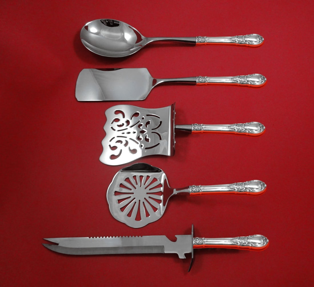 Lunt American Victorian Sterling Silver 5pc Brunch Serving Set: Lunt American Victorian Sterling Silver 5pc Brunch Serving Set Elevate your brunch gatherings with the exquisite American Victorian 5-piece Brunch Serving Set by Lunt. Crafted from high-quality sterli