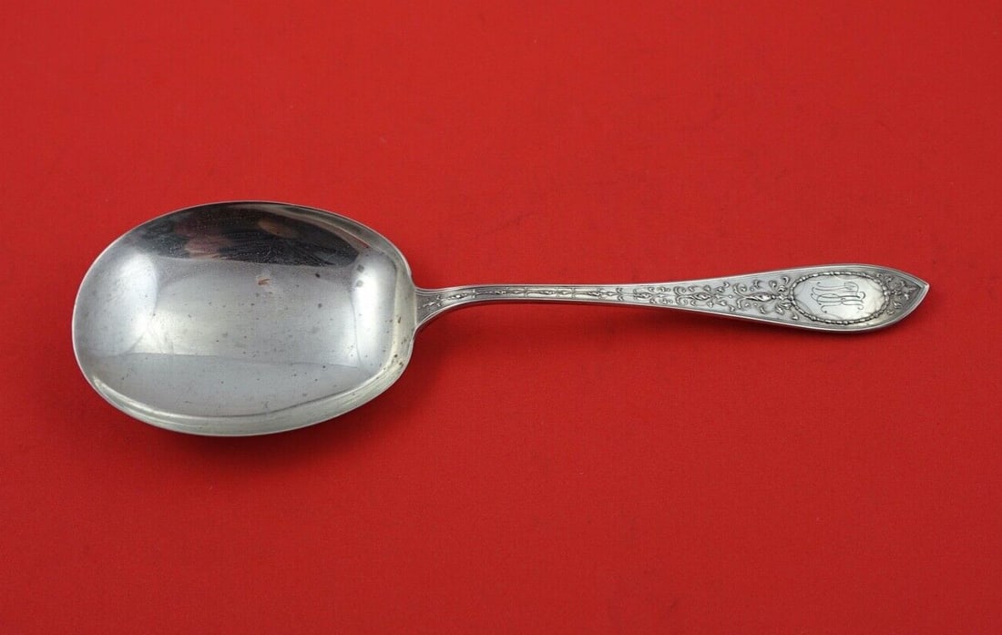 Whiting Adam Sterling Silver 8 Inch Berry Serving Spoon: Whiting Adam Sterling Silver 8 Inch Berry Serving Spoon This exquisite serving spoon is part of the Adam pattern by Whiting, crafted from high-quality sterling silver. Measuring 8 inches, it features 