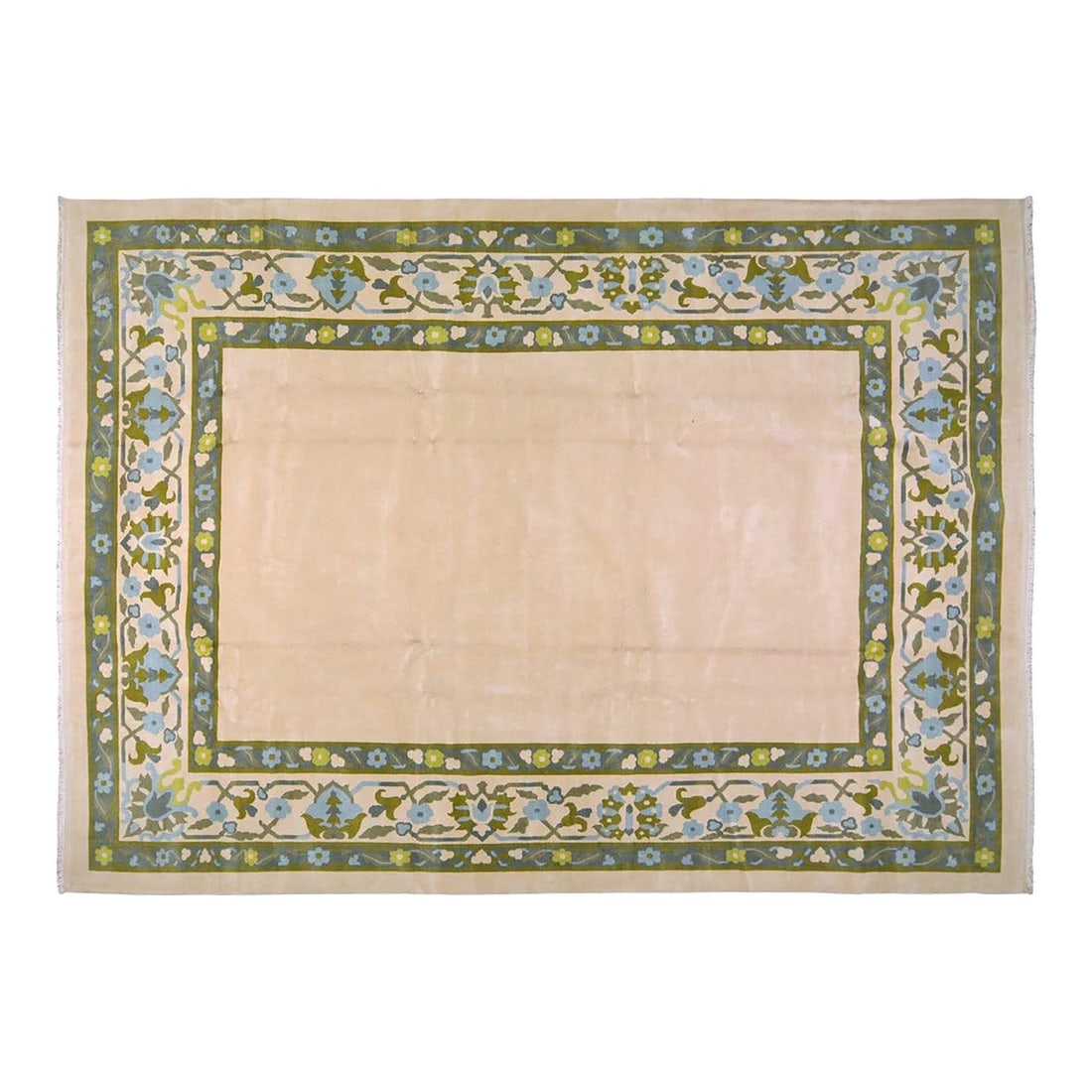 11'2" x 15'9" Hand Knotted Wool Chinese Art Deco Area Rug: 11'2" x 15'9" Hand Knotted Wool Chinese Art Deco Area Rug This vintage Chinese Art Deco rug is hand-knotted from wool using traditional techniques. It features a blend of classic craftsmanship and mod